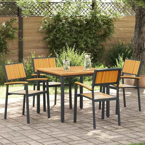 Garten Essgruppe 5 pcs Schwarz und Braun 90 x 90 x 75 cm
