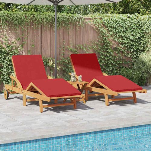 Sonnenliege 2 pcs Rot 200 x 67 x 84cm Massivholz Akazie