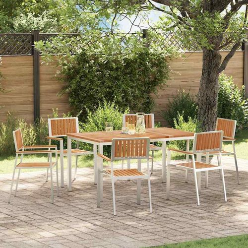 Garten Essgruppe 7 pcs Braun Teak-Massivholz