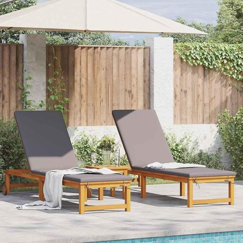 Sonnenliege 2 pcs Braun 53 x 202 x 89cm Massivholz Akazie