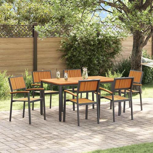 Garten Essgruppe 7 pcs Schwarz und Braun 150 x 90 x 75 cm