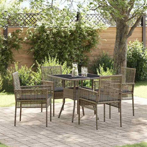 Garten Essgruppe 5 pcs Grau Poly Rattan