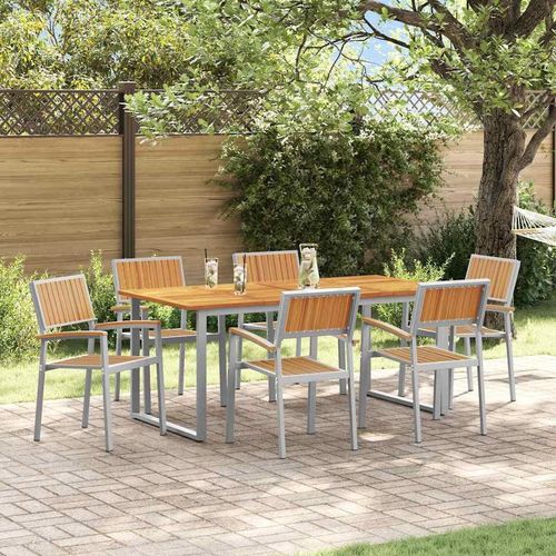 Garten Essgruppe 7 pcs Grau und Braun 180 x 90 x 75 cm