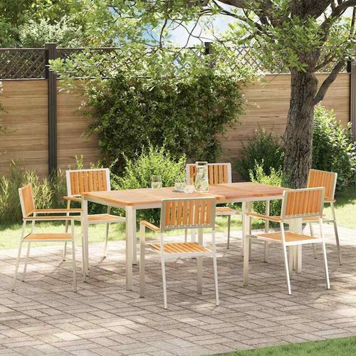 Garten Essgruppe 7 pcs Braun Teak-Massivholz