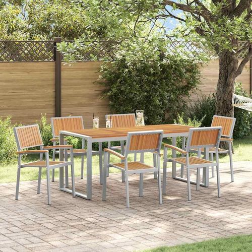 Garten Essgruppe 7 pcs Grau und Braun 180 x 90 x 75 cm