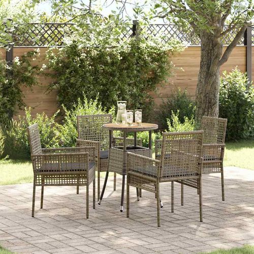 Garten Essgruppe 5 pcs Grau Poly Rattan