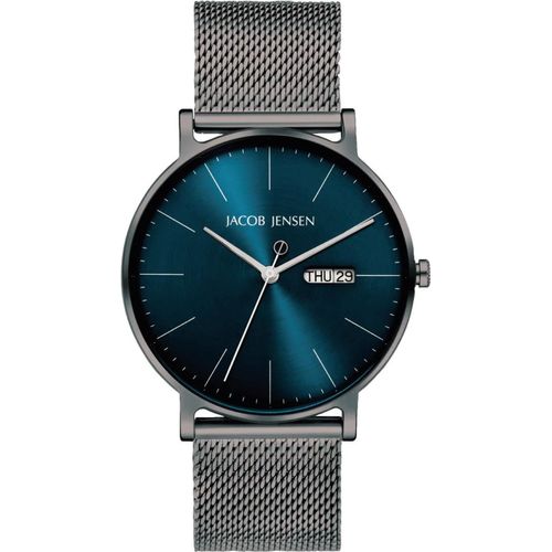 Jacob Jensen 167 Herrenuhr Quarz Titan mit Meshband Blau