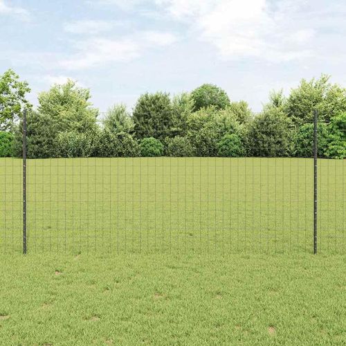 Zaun mit Pfosten Grau 1.2 x 25 m Pulverbeschichteter Stahl