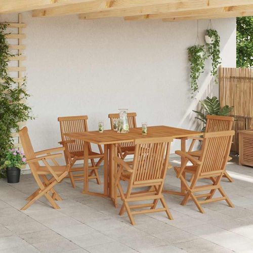 Garten Essgruppe 7 pcs Braun 150 x 90 x 75 cm Massivholz Teak