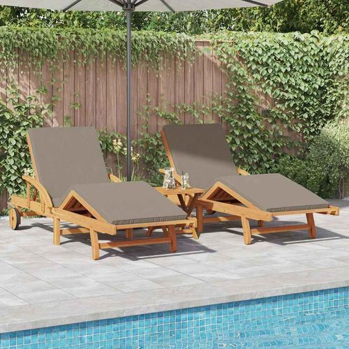 Sonnenliege 3 pcs Taupe 40 x 40 x 40cm Massivholz Akazie