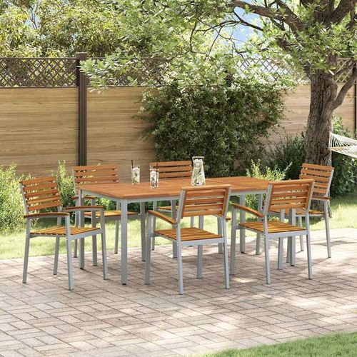 Garten Essgruppe 7 pcs Grau und Braun 180 x 90 x 75 cm
