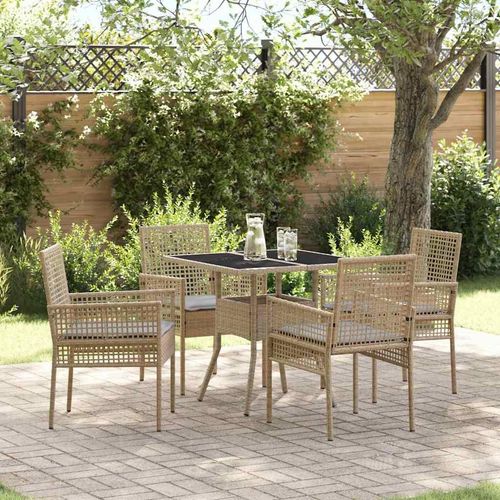 Garten Essgruppe 5 pcs Beige Poly Rattan