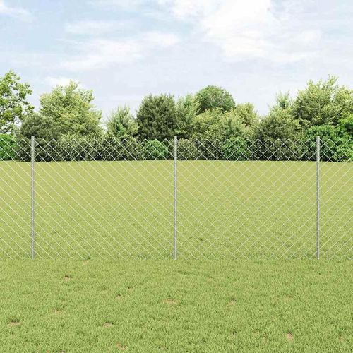 Zaun mit 20 U-Pfosten Silber 1x10 m Stahl