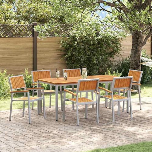 Garten Essgruppe 7 pcs Grau und Braun 180 x 90 x 75 cm
