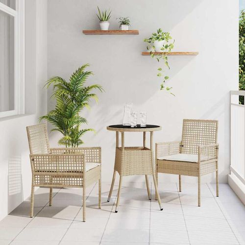 Garten Essgruppe 3 pcs Beige Poly Rattan