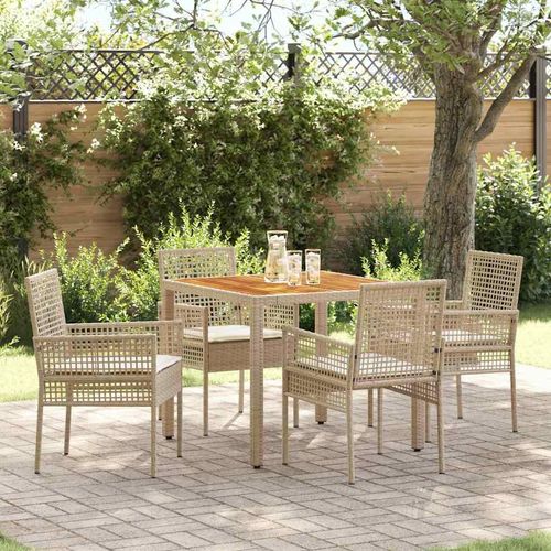Garten Essgruppe 5 pcs Beige Poly Rattan