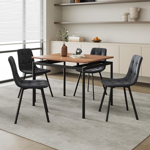 Essgruppe 'Hemnes' 5-tlg. Esstisch mit 4 Stühlen 100 x 60 cm rechteckige Tischplatte Eicheoptik/Dunkelgrau