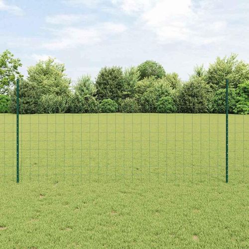 Zaun mit Pfosten Grün Mittel Stahl