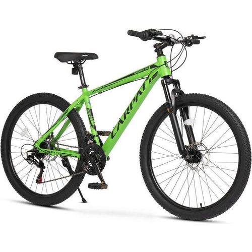 AIORBER MTB Hardtail 26 Zoll Aluminium, Federgabel, 21 Gang, integrierte Kabelführung, vormontiert, Unisex Trail Fahrrad, Grün