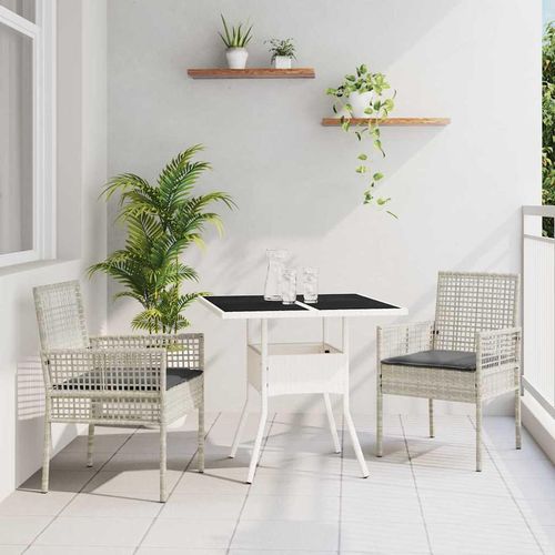 Garten Essgruppe 3 pcs Grau Poly Rattan