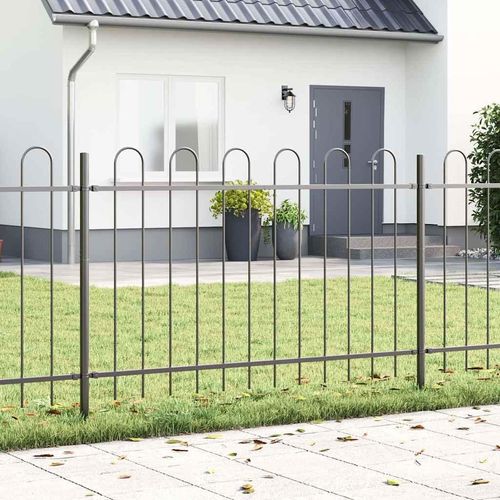 Gartenzaun mit Bogen in Grau 10,2x0,8 m aus Stahl