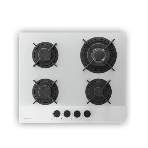 Velaire Gaskochfeld 4-flammig mit elektrischer Zündung Erdgas- und LPG-kompatibel 8000W 60cm Weiß 60 cm