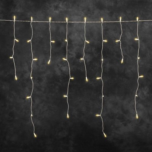 Konstsmide - LED Eisregen Lichtervorhang, 200 bernsteinfarbene Dioden, 31V_Außentrafo, weißes Kabel - 2761-802
