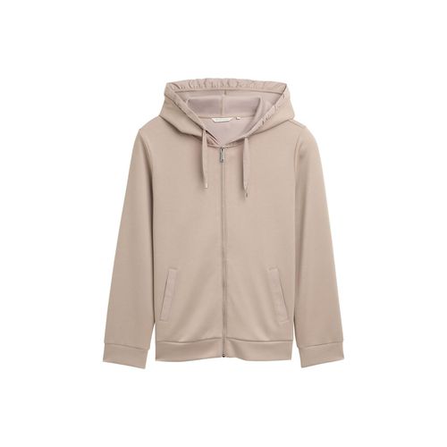 TOM TAILOR Damen Plus Size - Hoodie Sweatjacke aus Scuba, grau, Uni, Gr. 54