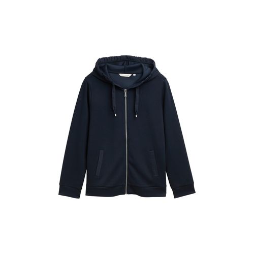 TOM TAILOR Damen Plus Size - Hoodie Sweatjacke aus Scuba, blau, Uni, Gr. 48