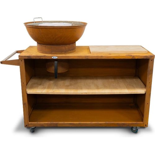 HEAT Outdoor Living Trolle Rost - Outdoorküche - Barbecue mit Plancha und Grill - Outdoor Brasero Barbecue auf Rädern - 117x46x106cm