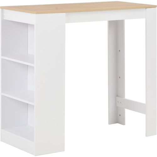Ankonbej Bartisch mit Regal Weiß 110x50x103 cm