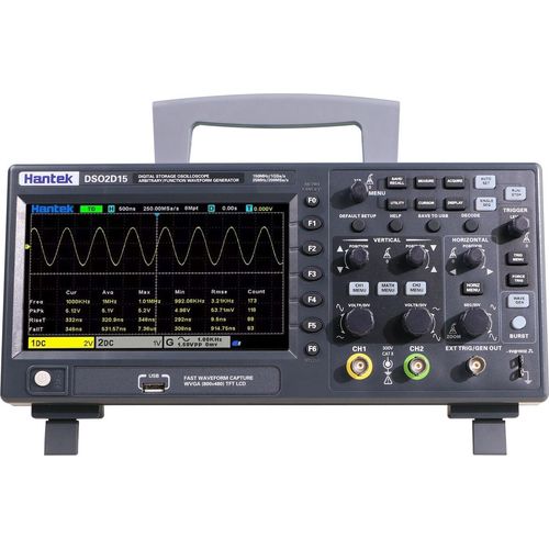 Hantek DSO2D15 Digitales Oszilloskop, 800x480 Pixel, 2 Kanäle+1 Kanal, 150 MHz Bandbreite, 1 GSa/s Abtastrate, 7-Zoll-TFT-LCD-Bildschirm