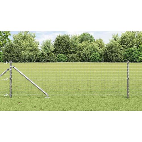 Zaun mit Pfosten Silber 0.4 x 50 m Stahl