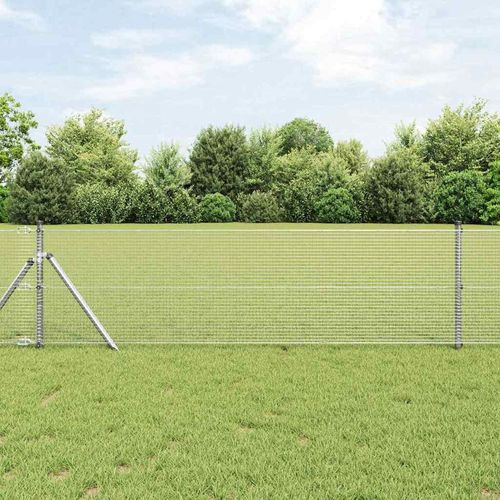Zaun mit Pfosten Silber 0.8 x 10 m Stahl