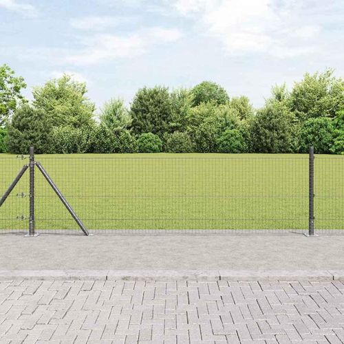 Zaun mit Pfosten Grau 0,6 x 10 m Stahl