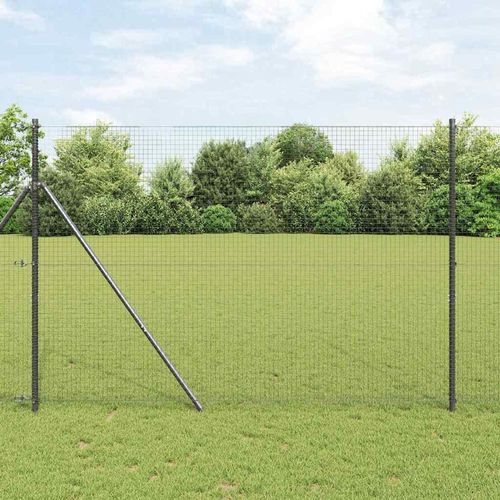 Zaun mit Pfosten Grau 1.6 x 25 m Stahl