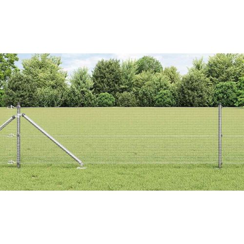 Zaun mit Pfosten Silber 0,5 x 10 m Stahl