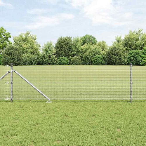Zaun mit Pfosten Silber 0,4 x 25 m Stahl