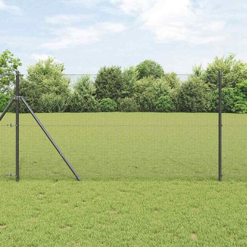Zaun mit Pfosten Grau 1 x 50 m Stahl