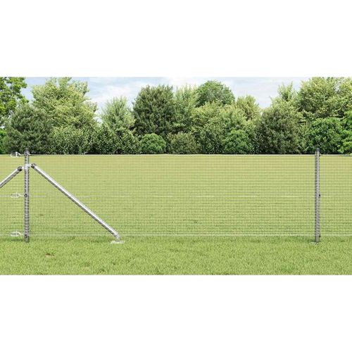 Zaun mit Pfosten Silber 0,5 x 10 m Stahl