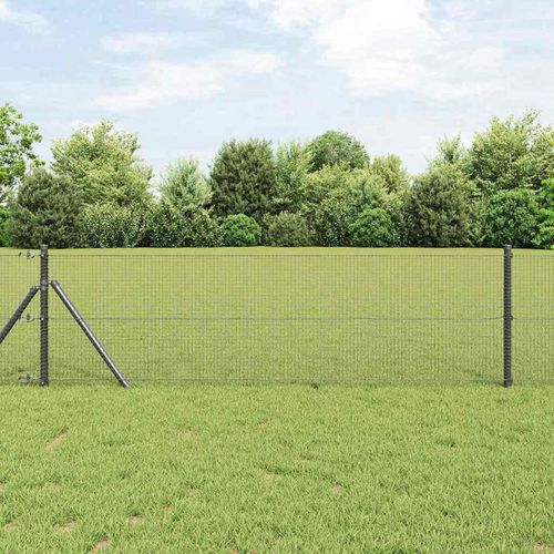 Zaun mit Pfosten Grau 0,4 x 25 m Stahl