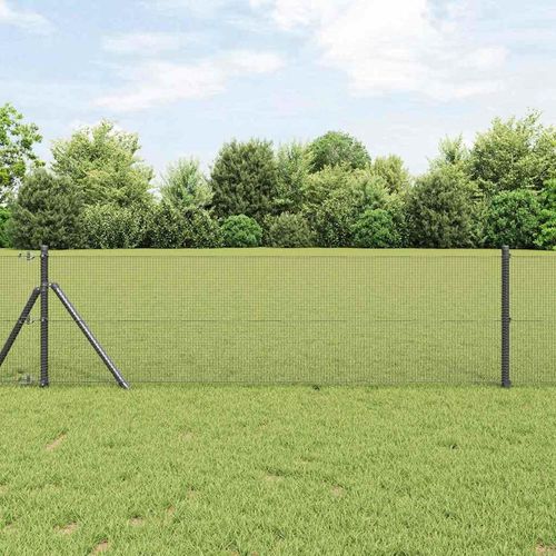 Zaun mit Pfosten Grau 0.8 x 10 m Stahl
