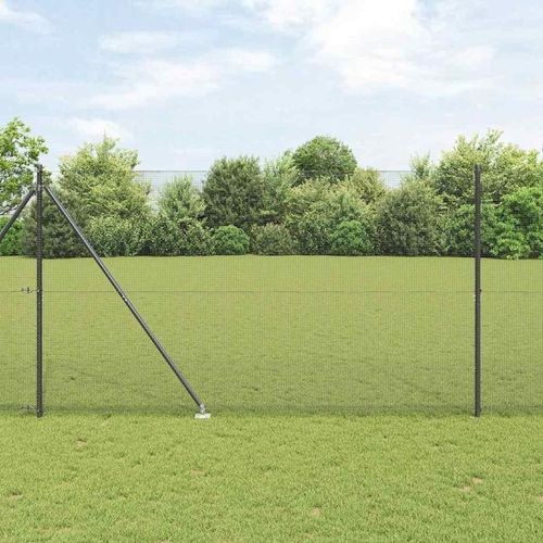 Zaun mit Pfosten Grau 1.5 x 25 m Stahl