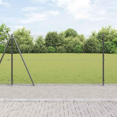 Zaun mit Pfosten Grau 1.2 x 10 m Stahl
