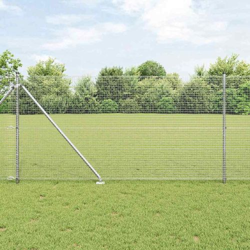 Zaun mit Pfosten Silber 1.4 x 50 m Stahl