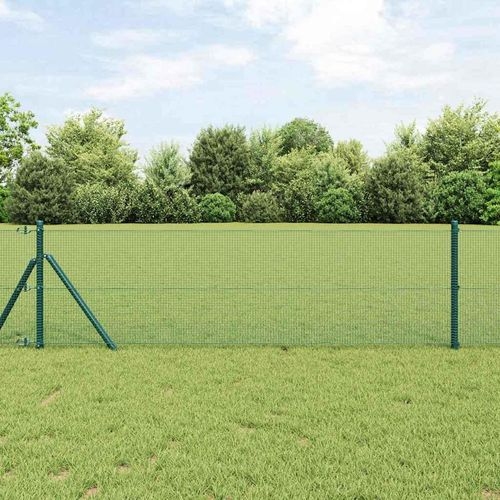 Zaun mit Pfosten Grün 0.4 x 50 m Stahl
