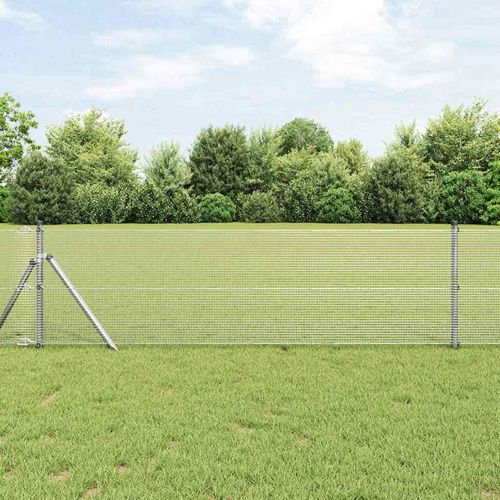Zaun mit Pfosten Silber 0.6 x 50 m Stahl