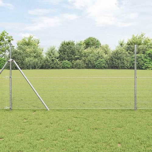 Zaun mit Pfosten Silber 1.4 x 50 m Stahl