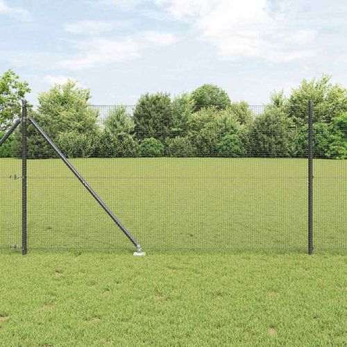 Zaun mit Pfosten Grau 1.4 x 25 m Stahl