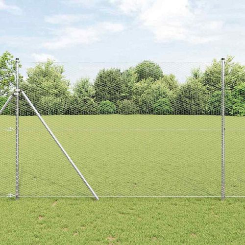 vidaXL Sechseckgeflechtzaun Silber 1.6 x 50 m Verzinkter Stahl